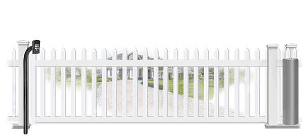 Vinyl sliding estate gate in closed position